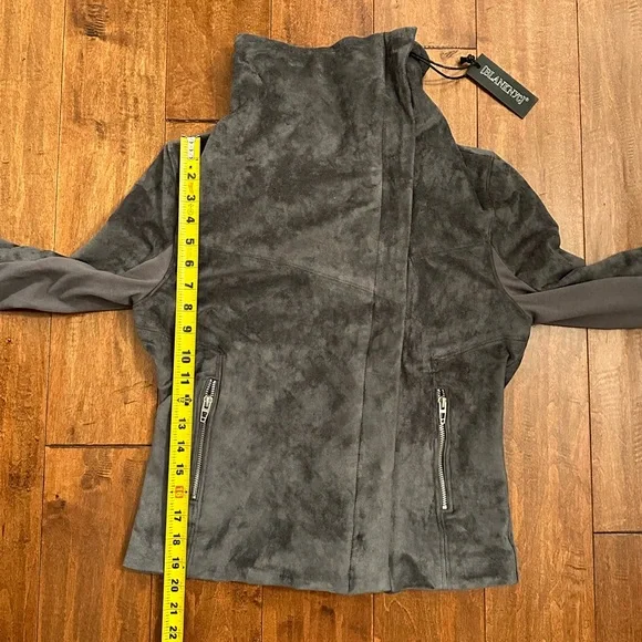 Blank NYC Faux Suede Gray Moto Jacket Sz Medium - Picture 7 of 14